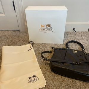 COACH Madison Leather Lindsey Satchel Shoulder Bag Brown